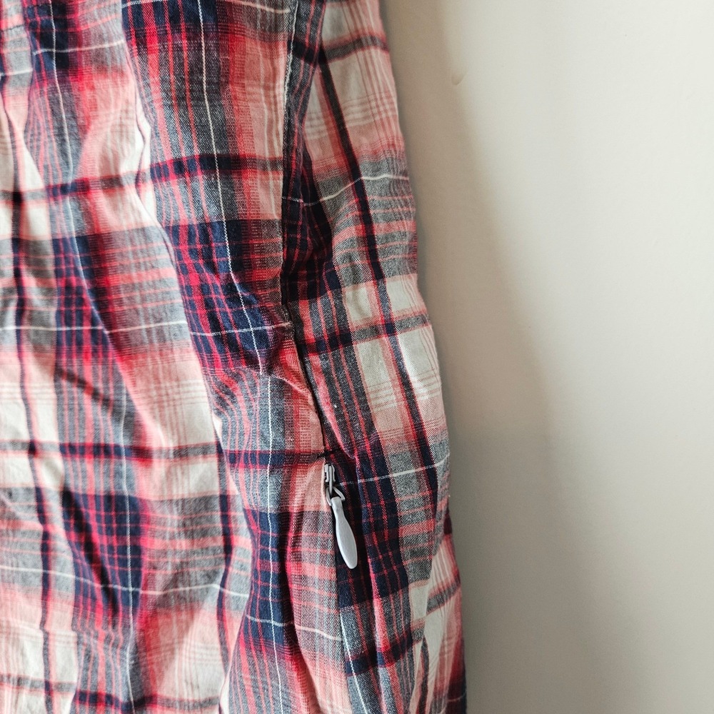 Dakini Vest Boyfriend Shirt Women Medium Red White Blue Plaid Vented Fishing - Picture 7 of 7